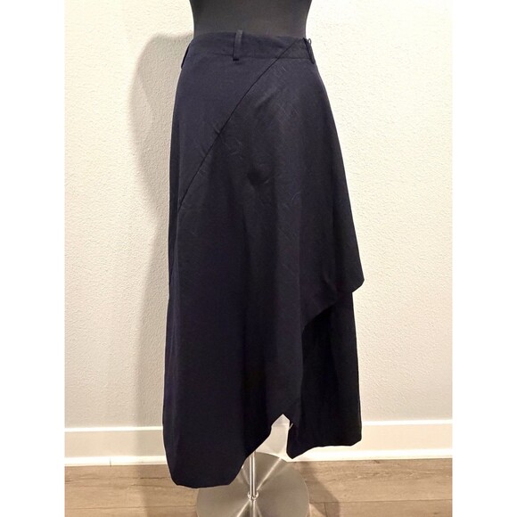 Zara Women Midi Skirt Small Black Pinstriped handkerchief Asymmetric High Low - Picture 9 of 14